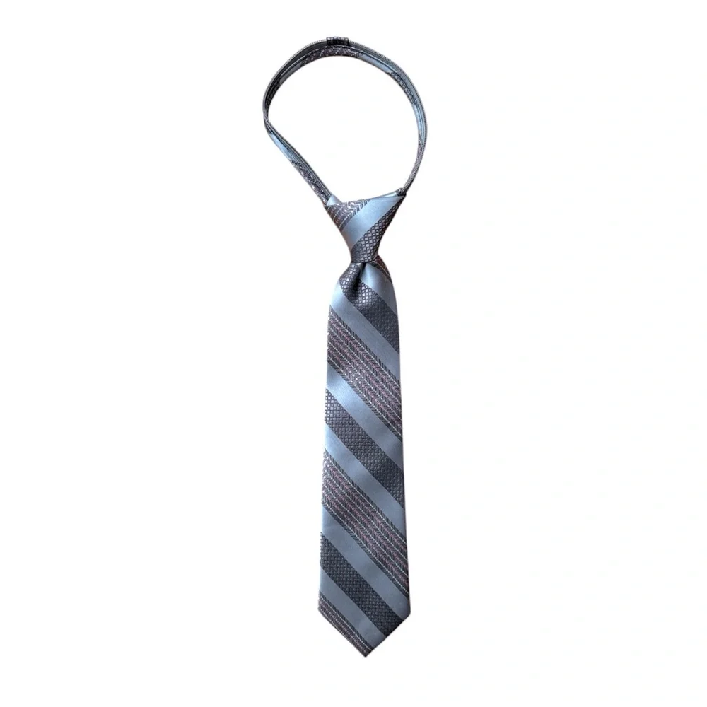 Giorgio Bissoni Striped Gray and Pink Tie